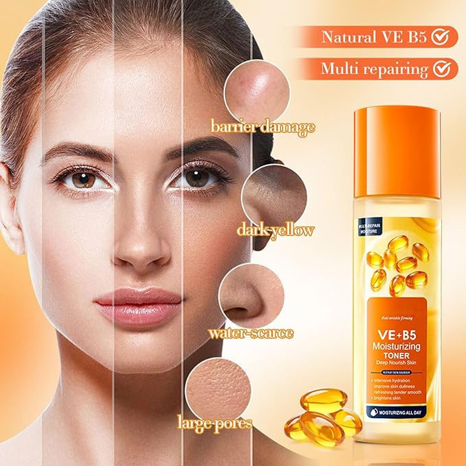 Vitamin B5 face routine set for women - women's skin care set - facial care set - Promote skin metabolism, moisturize, reduce oil, repair skin