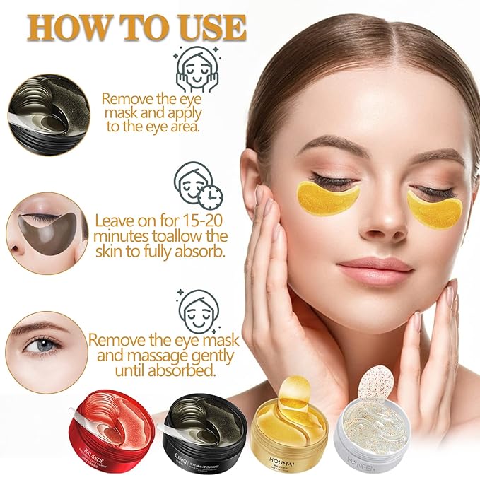 Under Eye Patches-240 Pcs-Four Color Eye Mask For Reduce Dark Circles,Eyes Bags,Puffy,Wrinkles,Gel Eye Mask Skincare