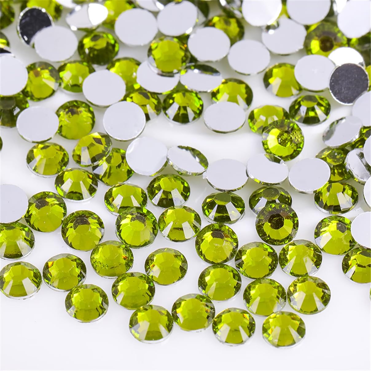 3000 Pieces SS6 2mm Flatback Rhinestones Clear Glass Round Gems Crystals for Nail Art DIY Crafts Clothes Shoes Bags （Olive Green）