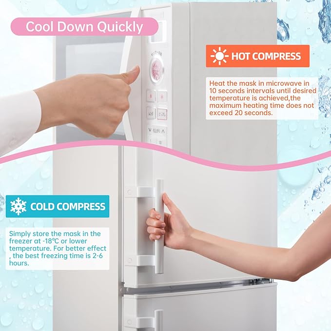 Ice Face Mask Reusable and Cold Gel Eye Mask for Puffiness/Dark Circles/Eye Bags/Dry Eyes/Headaches/Migraines/Stress Relief,Ice Pack for Eyes & Face (Pink)