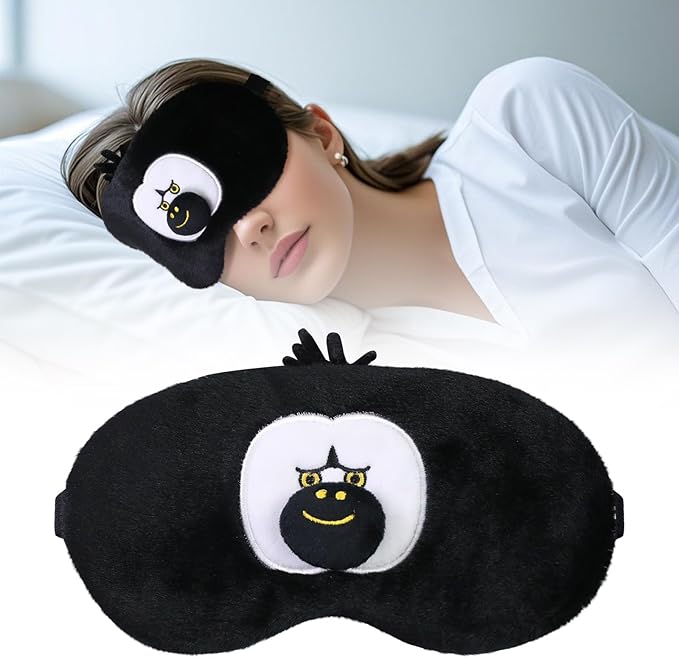 PERFECTSIGHT Sleep Eye Masks, Cute Plush Sleep Eye Cover Lightweight Adjustable Eyeshade Faux Fur Mask Cover for Women Men Sleep Travel Nap, Orang