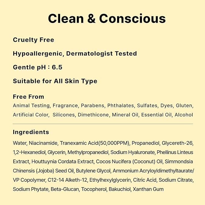 5% Tranexamic Acid Serum with 5% Niacinamide, Bakuchiol, Dark Spot Correcting Serum, Fade Discoloration, Hyperpigmentation, Acne Scars, Sun Spots, Blemish Remover, Korean Skincare,1Fl Oz