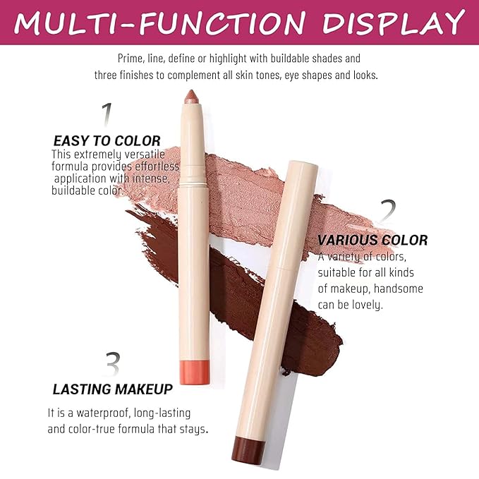 Peach Eyeshadow Stick, Smooth Cream Shimmer Eyeshadow Pencil, Waterproof Long Lasting High Pigmented Hypoallergenic Eye Shadow Highlighter Stick Create Multi-Dimension Eyes Look(20# Peach Shimmer)