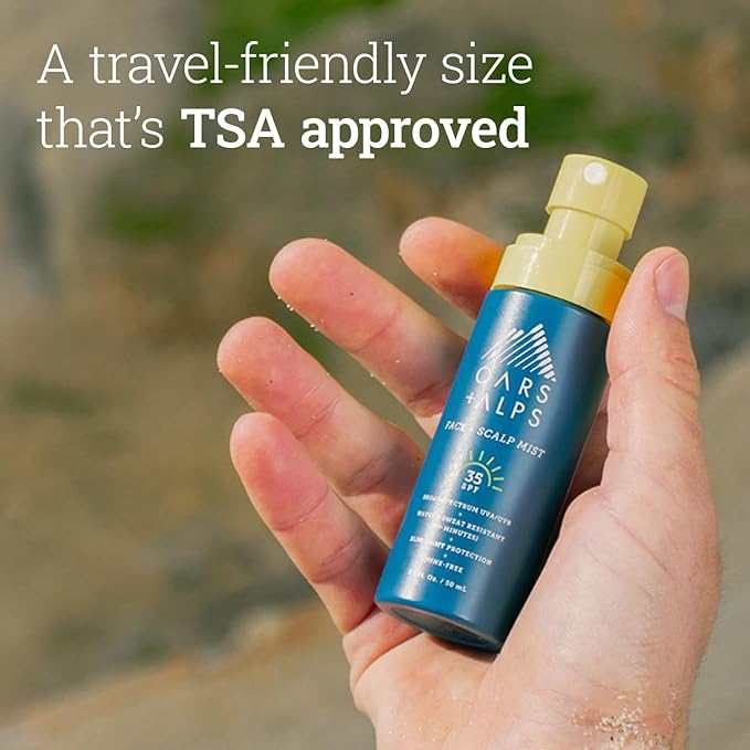 Oars + Alps Face & Scalp Sunscreen Spray Mist, SPF 35 Facial & Hair Sunscreen, Protects from Blue Light, Incfused with Aloe Vera + Cucumber, Water & Sweat Resistant, Summer Splash Scent, 2pk