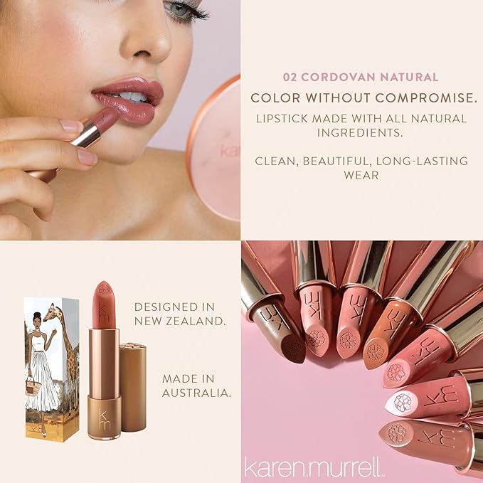 Karen Murrell - Natural Lip Stick 02 Cordovan - Nude Lipstick - Matte Finish, 100% Natural Ingredients, Moisturizes & Hydrates Lips - Paraben & Cruelty Free