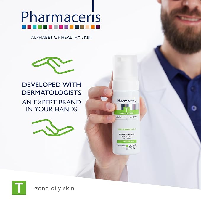 Sebum Cleansing Foam – Gentle Facial Cleanser Removes Excess Oil, Dirt & Makeup, Helps Unclog Pores, Shine Control Foaming Face Wash for Oily & Sensitive Skin, PURI-SEBOSTATIC, 5.07 fl oz