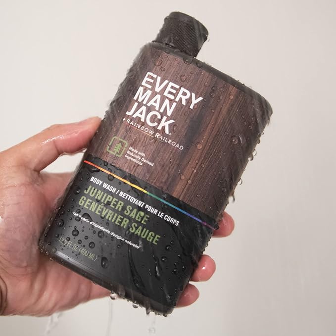 Every Man Jack Hydrating Body Wash for all skin types - Juniper Sage fragrance - Naturally Derived Ingredients - Cleanse, Nourish, and Hydrate Skin -Paraben Free, Phthalate Free, Dye Free-13.5oz - 2pk