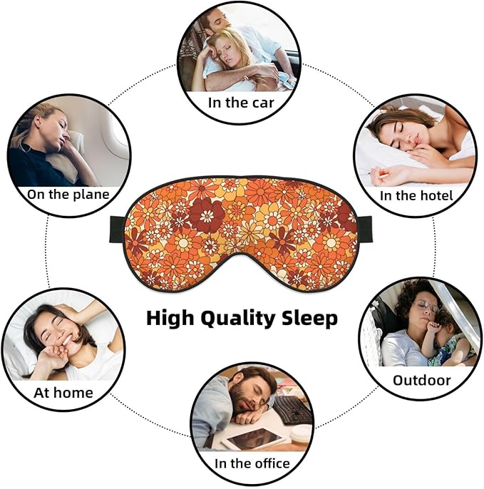 Sleep Eye Mask Vintage Boho Floral Hippie Flower Sleep Mask for Women Men Comfortable Eye Mask with Adjustable Strap Soft Eye Cover Blindfold for Travel Yoga Nap Shift Work