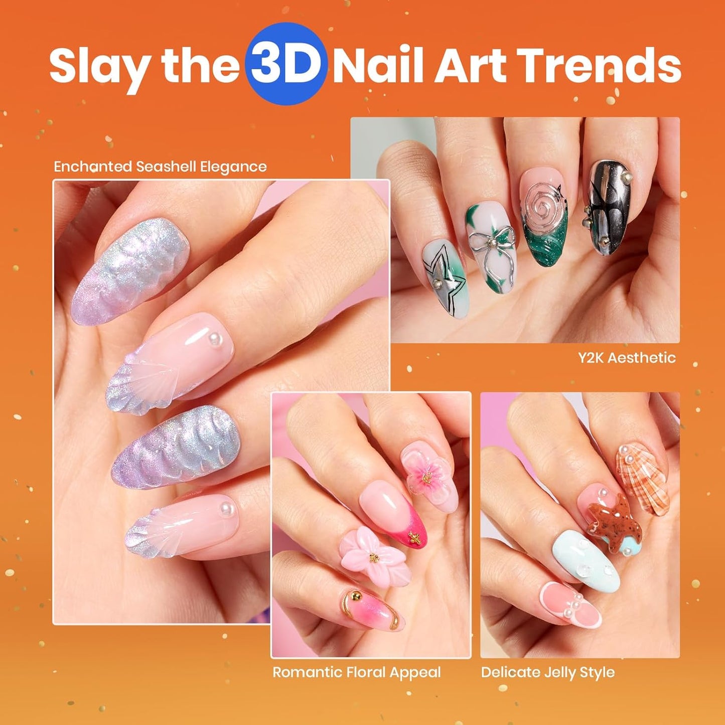 Beetles Solid Builder Nail Gel, 1.06 oz Clear 3D Gel Nail Art Non-Sticky Sculpting Gel, Hard Gel Building Gel with Chrome Nail Powder, Fall Nails Art Sculpture Pen Gift for Women,LED & UV Lamp Needed