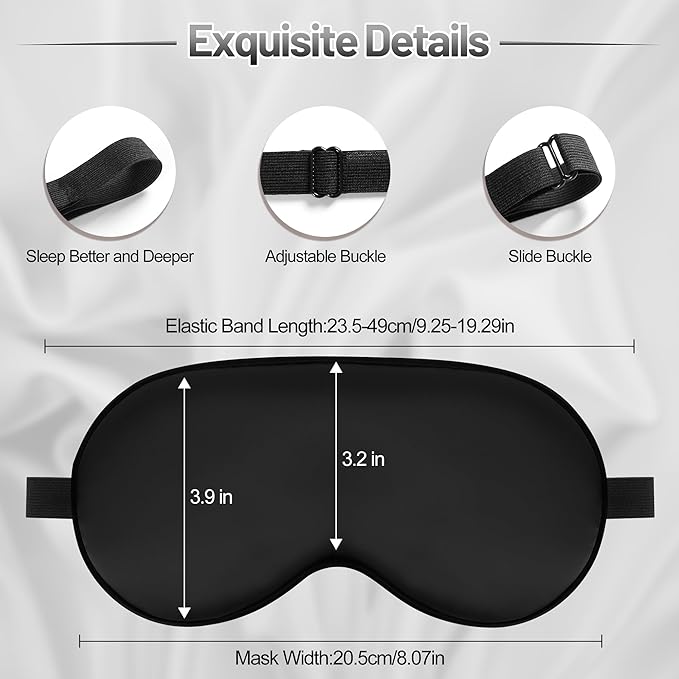 Sleep Mask, Silk Eye Mask for Sleeping with Adjustable Strap, Blindfold Eyeshade for Men & Women, Comfortable & Soft Eye Cover Eyeshade for Night Sleep (Black, Blue, Purple)