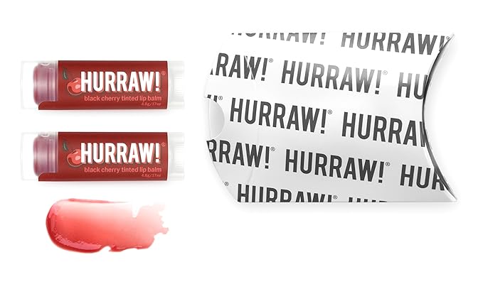 Hurraw! Black Cherry Tinted Lip Balm, 2 Pack: (Sheer Red Tint) Organic, Certified Vegan, Cruelty and Gluten Free. Non-GMO, 100% Natural Ingredients. Bee, Shea, Soy and Palm Free. Made in USA