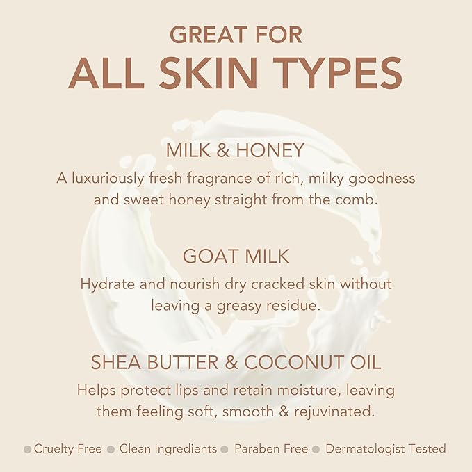 Dionis - Goat Milk Skincare Milk & Honey Scented Lip Balm - Set of 6 (0.28 oz) - Made in the USA - Cruelty-free and Paraben-free
