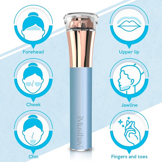 Flawless Facial Hair Remover for Women Painless Electric Razor Epilator Trimmer Shaver with 18K Gold-Plated, 16mm Dual Ring Floating Head, USB Rechargeable, 360° LED for Face Lip Hair Removal