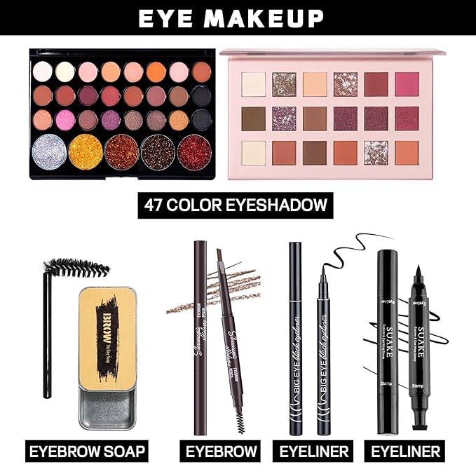 Makeup Set Makeup Set for Women Girls Teens Full Kit, Makeup Present Set for Beginners and Professionals Include Eyeshadow Palettes, Foundation, CC Cream, Liquid Lipsticks Set
