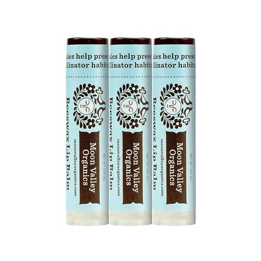Moon Valley Organics Beeswax Lip Balm for Moisturizing Lips and Cuticles (COOL MINT VANILLA, 3-Pack)