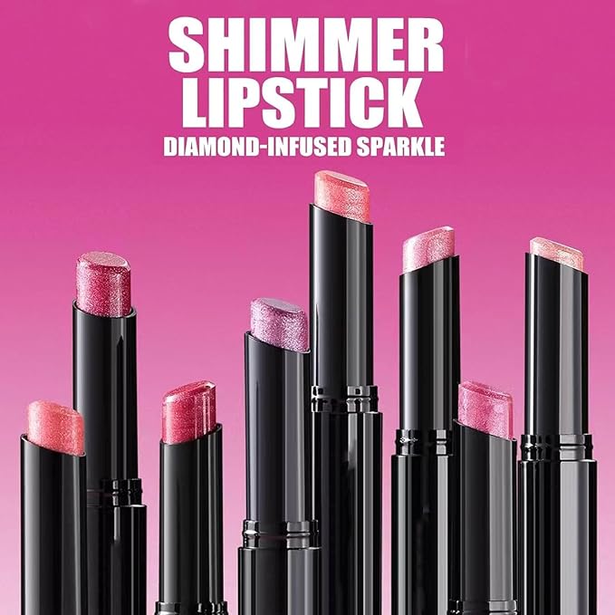 Lipstick For Women Matte Nude Glitter Highly Pigmented Moisturizing Lip stick Hypoallergenic Waterproof Long Lasting Lipsticks Quick Makeup Lightweight Portable Magenta # 09