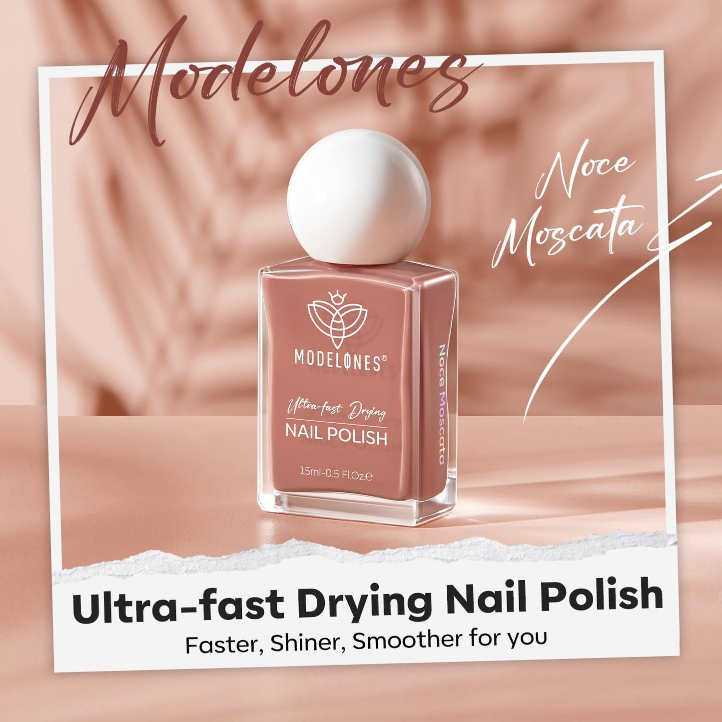 modelones Brown Nail Polish, Neutral Dark Nude 15 ml Quick Dry Nail Lacquer Strengthener Chip Resistant Long Last Shine Fingernail Toe Nail Art DIY Home Travel Manicure Gift for Women Girls 0.5 Fl Oz