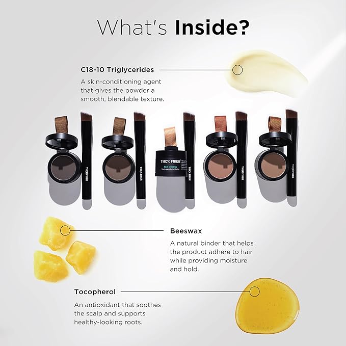 THICK FIBER Root Touch Up Concealer - Hairline Powder for Thinning Hair, Water & Sweat Resistant Hair Loss Cover Up Set with Brush (Light Blonde)