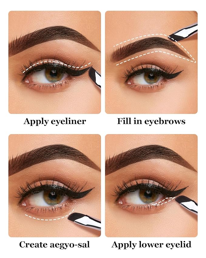 Eyeliner Brush, EIGSHOW Sickle Angled Gel Eyeliner Makeup Brush for Precise Eye Liner, Eyebrow, Eyelid with Ultra Thin Vegan Bristles (E865 Purple)