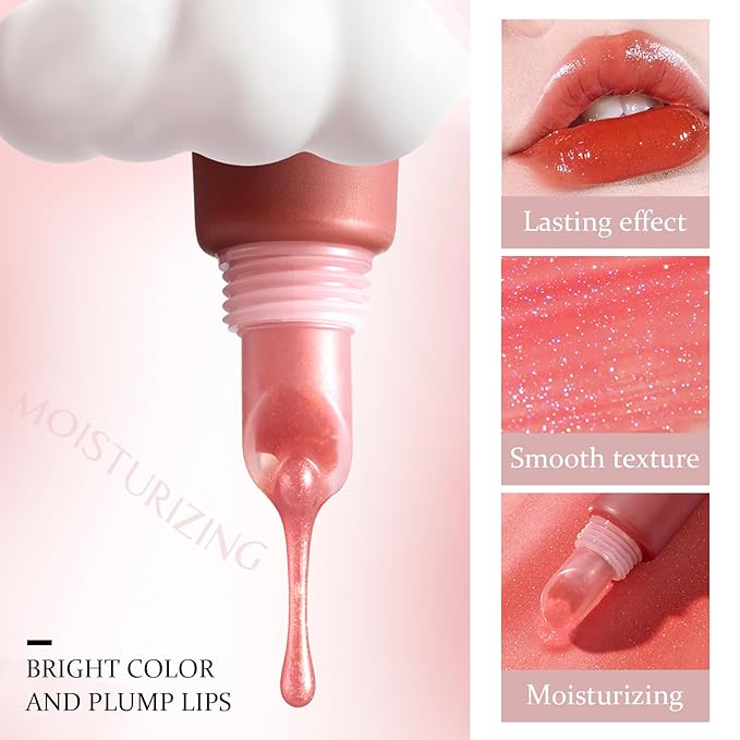 Juicy Lip Gloss, Lipgloss for Women and Girls, Lip Plumper, Lip Makeup Hydrating, Tinted Lip Balm, Colorful Lipgloss Moisturizing and Vibrant #nude