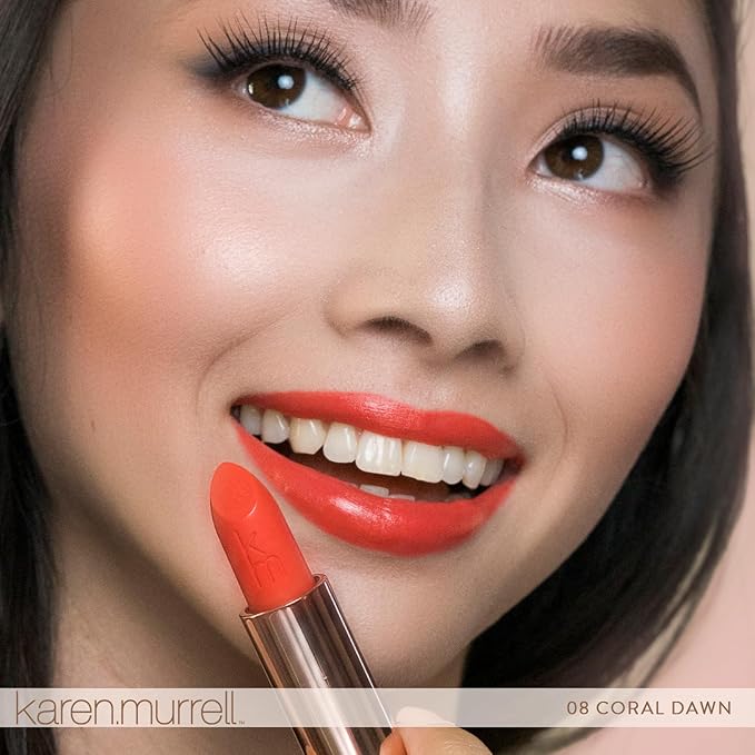 Karen Murrell - Natural Lip Stick 08 Coral Dawn - Red Lipstick - Matte Finish, 100% Natural Ingredients, Moisturizes & Hydrates Lips - Paraben & Cruelty Free