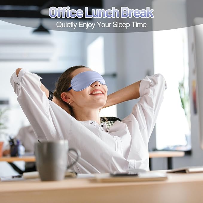 Sleep Mask, Silk Eye Mask for Sleeping with Adjustable Strap, Blindfold Eyeshade for Men & Women, Comfortable & Soft Eye Cover Eyeshade for Night Sleep (Light Purple)