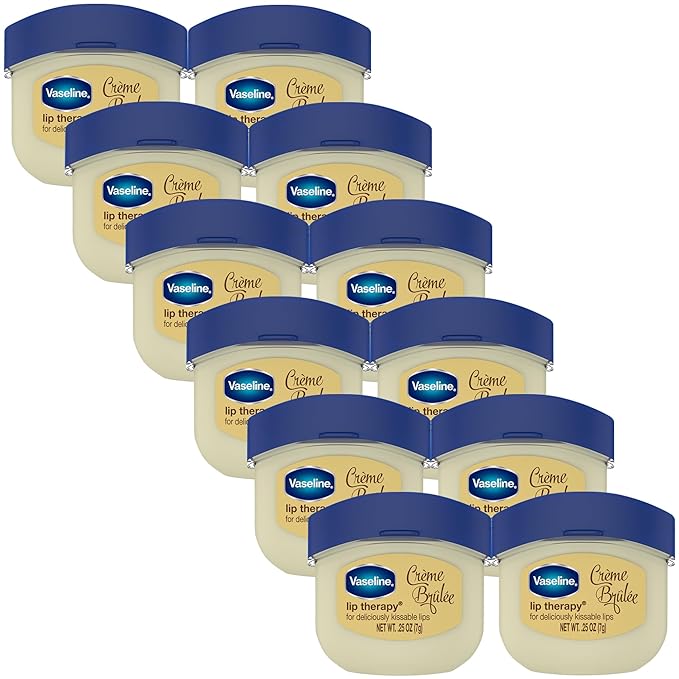 Vaseline Lip Therapy Creme Brulee Mini 12-Pack – Moisturizing Lip Balm for Soft, Smooth Lips, 0.25 Oz Ea