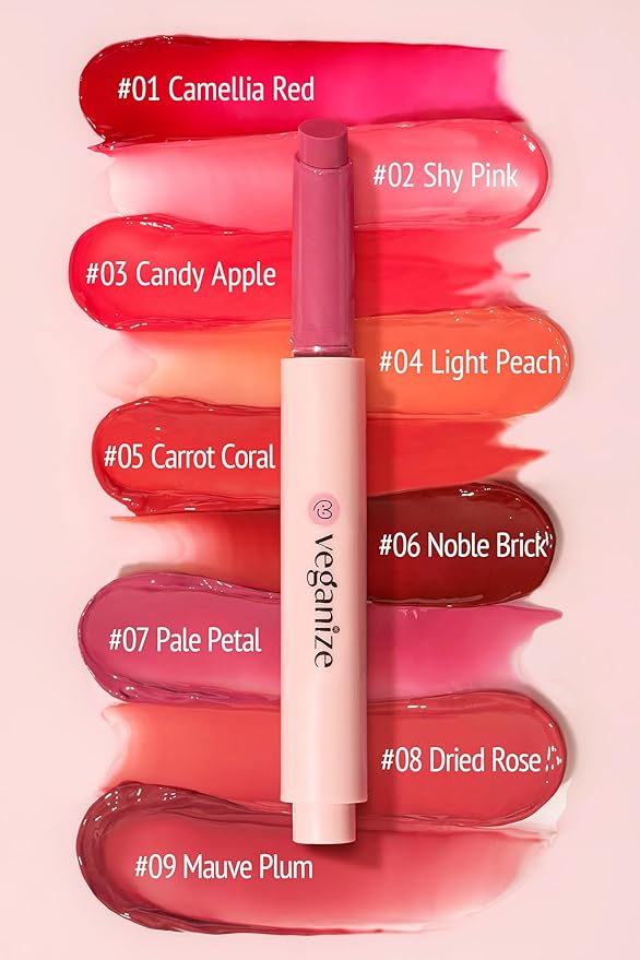 Veganize Collagen Lip Glass Balm | Hydrating Lip Balm in 9 Vibrant Colors | Moisturizing Lip Care Infused with Collagen Jelly Magic | No Animal Trial Lip Balm 0.06 oz (No. 7 Pale Petal)
