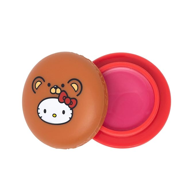The Crème Shop x Sanrio Hello Kitty Macaron Lip Balm Korean Cute Scented Pocket Portable Soothing Advanced Must-Have on-the-go (Hello Kitty Red Velvet)