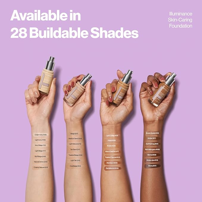 Revlon Illuminance Skin-Caring Liquid Foundation, Hyaluronic Acid, Hydrating and Nourishing Formula with Medium Coverage, 613 Honey Java (Pack of 1)