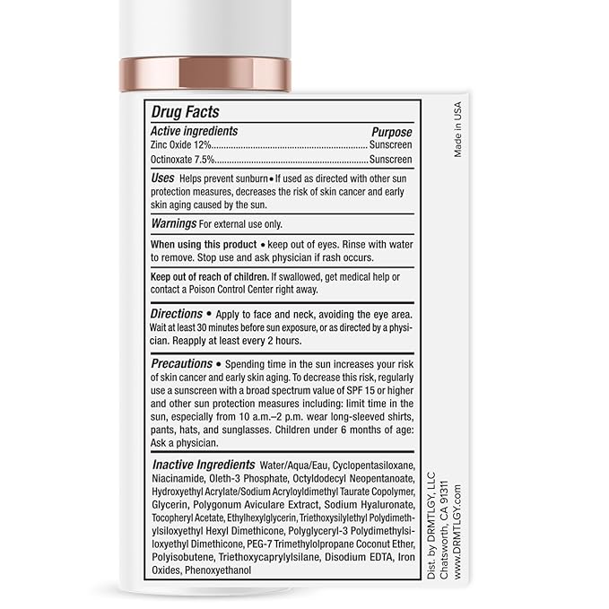DRMTLGY Universal Tinted Moisturizer with SPF 46. Universal Tint. All-In-One Light Sheer Coverage Tinted Face Sunscreen with Broad Spectrum Protection Against UVA and UVB Rays. 1.7 oz, 2 pack