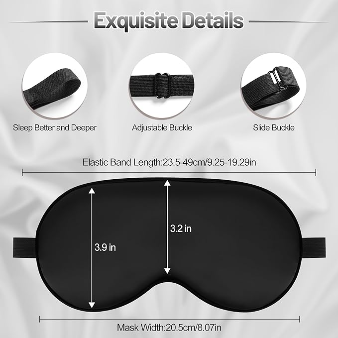 Sleep Mask, Silk Eye Mask for Sleeping with Adjustable Strap, Satin Blackout Sleeping Eye Mask for Men&Women, Comfortable Blindfold Eyeshade for Night Sleep (Black,Pink,Purple)