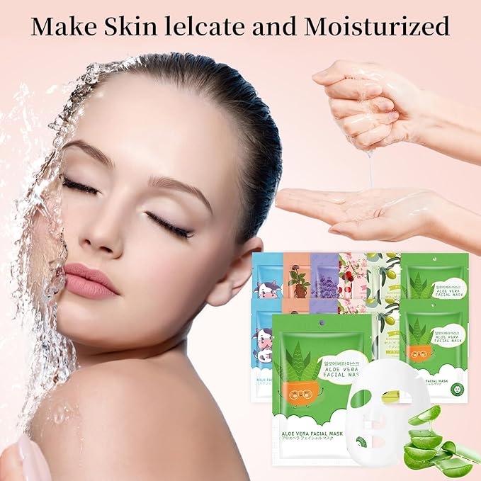 30 Pack Sheets Face Masks Skincare for for All Skin Types, Hydrating Face Masks Suitable for Sensitive Skin, Moisturizing Facial Mask for Skin Care, Face Sheet Mask Skincare for Face Spa