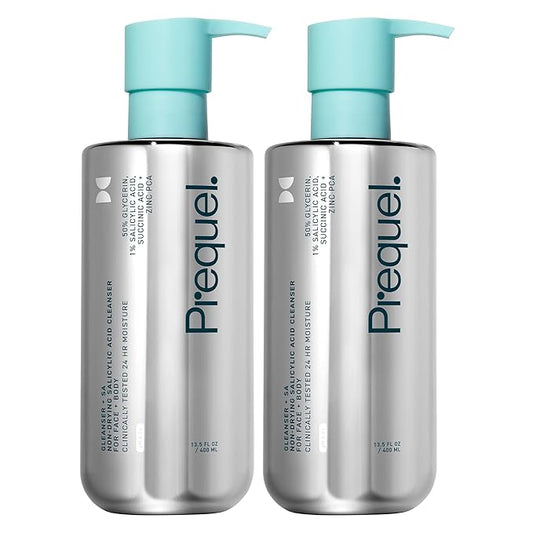 Skin Gleanser SA, Moisturizing Glycerin Face Wash,1% Salicylic Acid Face Cleanser, Unscented and Combination Skin Face Soap, 13.5 ounce (each) Pump Bottles - 6.75 fluid ounce (Pack of 2)