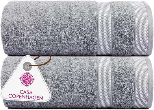 CASA COPENHAGEN Solitaire Towel, 2 Piece Bath Sheet Towel Set- Grey Violet, 600 GSM Designed in Denmark Made of Soft Egyptian Cotton for Bathroom, Kitchen & Shower
