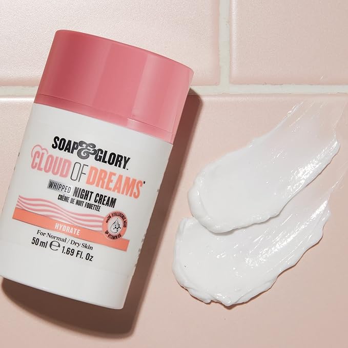 Soap & Glory Cloud of Dreams Whipped Night Cream - Hyaluronic Acid Night Cream - Shea Butter & Coconut Oil Whipped Face Cream For Normal & Dry Skin Types (50ml)