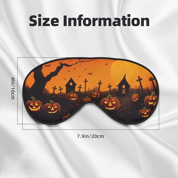 Sleep Mask Halloween Pumpkins Graveyard Spooky Night Comfortable Eye Mask with Adjustable Strap Soft Eye Cover Blindfold for Travel Yoga Nap Shift Work