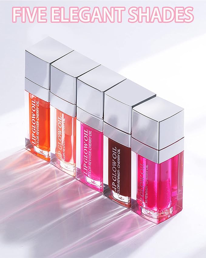 Plumping Lip Glow Oil,Hydrating Tinted Lip Oil Gloss,Transparent Toot Lip Oil Lipgloss,Long Lasting Moisturizing Glow Reviver Lip Care Oil,Glossier Lip Tint Stain Lipstain,Gift for Women(#015 Cherry)