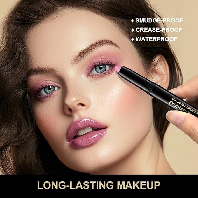 Eyeshadow Stick, Shimmer and Matte Cream Eye Shadow Brightener Sticks Eyeliner Pencil Crayon, Waterproof Long Lasting Eye Highlighter Stick Makeup,0.056 Oz(#7-Sun)