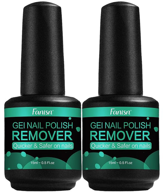 Gel Nail Polish Remover 2x15ml - No Foil No Soak, Acetone-Free, 3-5 Min Express Removal for Home DIY, Safe for Natural Nails