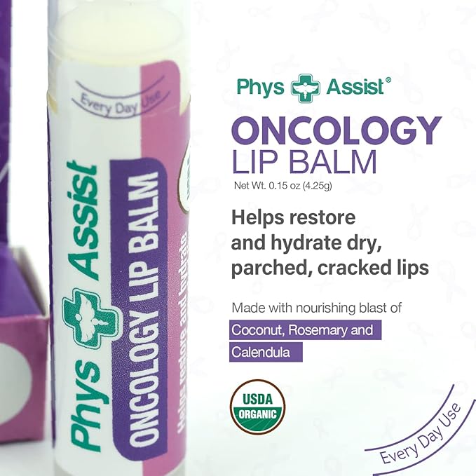 Oncology Lip Balm USDA Organic, Hydrate Dry, Parched Lips. Moisturizing -3 Pack