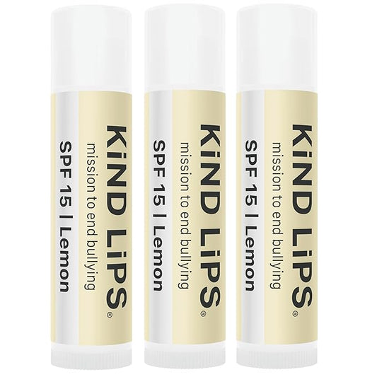 SPF Lip Balm 3-Pack – Natural Zinc Oxide Sunscreen for Lips, Lemon Flavor, Organic, Reef Safe, Made in USA, Broad Spectrum UVA/UVB Protection, Gluten Free