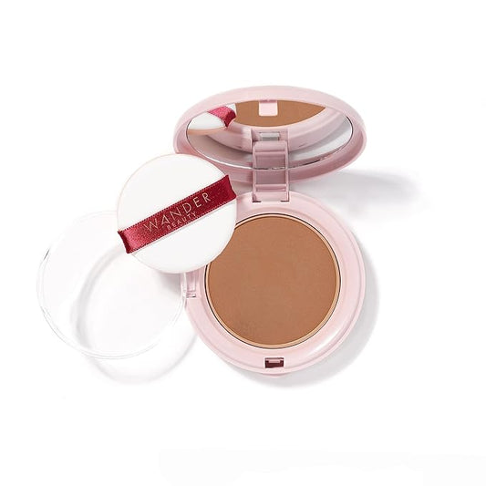 Wander Beauty Wanderlust Powder Foundation - Rich Deep - Blurs & Evens Skin Tone - Perfects & Hydrates With Hyaluronic Acid, Aloe, Honeysuckle, & Vitamin E - Lightweight, Buildable Coverage - 0.31 oz