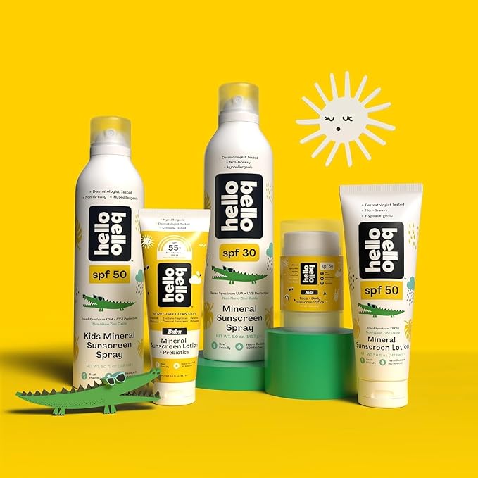Hello Bello Mineral SPF 50 Face & Body Sunscreen Stick, Water Resistant and Reef Friendly Roll On Sun Protection, 1oz