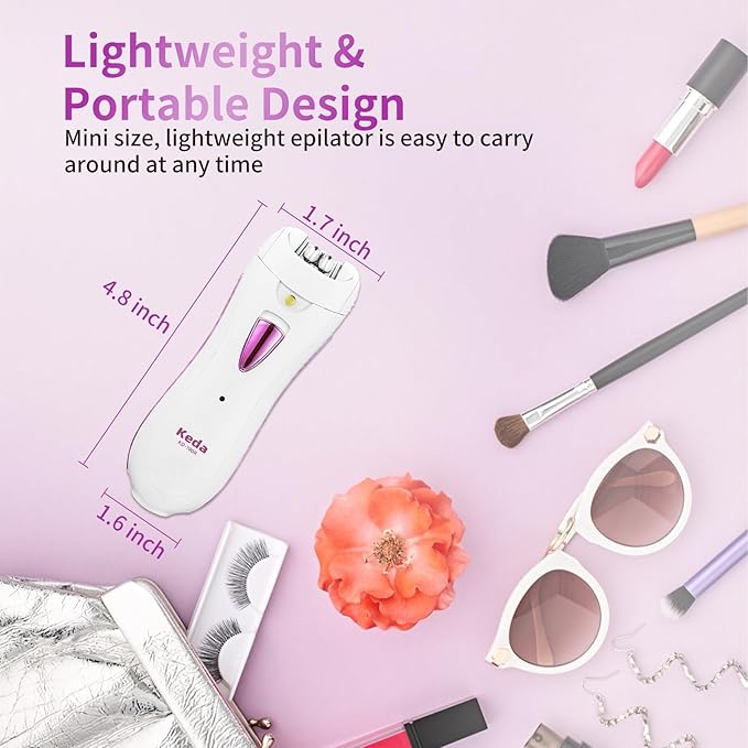 Smooth Glide Epilators Hair Removal for Women, Rechargeable Epilator, Portable Glamorous Skin Epilator for Women Face with LED Light, Hair Removal Device for Armpits/Bikini Line/Chin/Arms/Legs