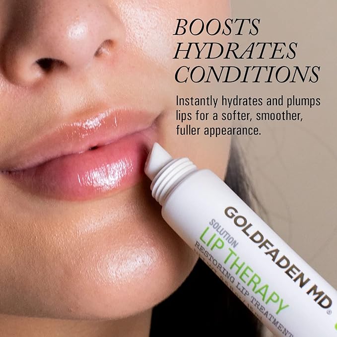 Goldfaden MD Lip Therapy | Restoring Lip Treatment | w/Peptides, Hyaluronic Acid, Fruit Berry Wax, Borage Oil, Rose Hip Oil & Vitamin E | Nourishes, Hydrates & Plumps Appearance 0.14 ﬂ oz / 4 mL