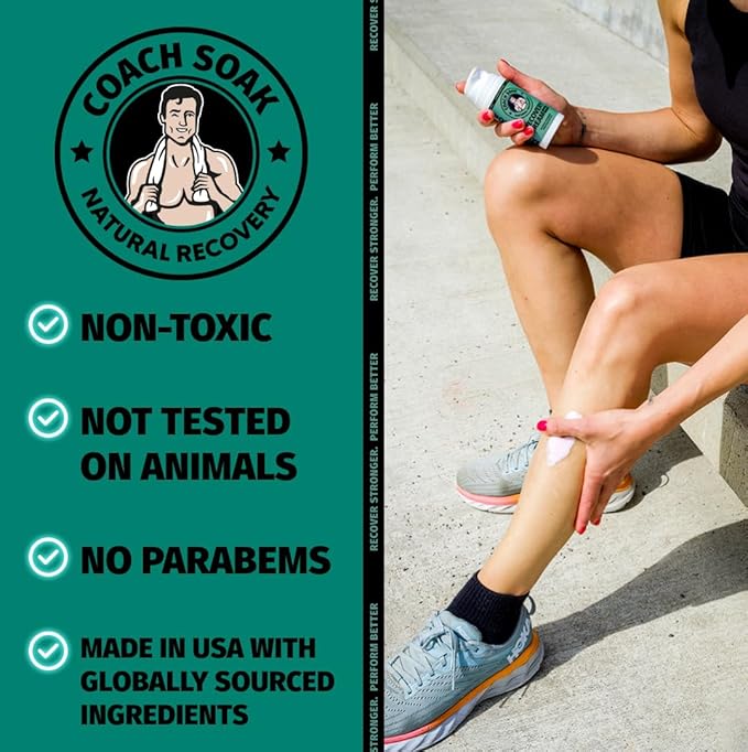 Coach Soak Magnesium Bath Flakes Mint & Lotion Trial Pack - Absorbing Magnesium Cream with Menthol - 0.18 lb (4 Pack) - Mixed Scents