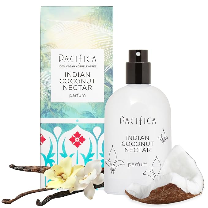 Pacifica Indian Coconut Nectar Spray Perfume, 2 oz – Warm Coconut & Vanilla Gourmand Fragrance for Women Clean Beauty Scent, Long-Lasting Beachy & Layerable, 100% Vegan & Cruelty-Free Made in USA