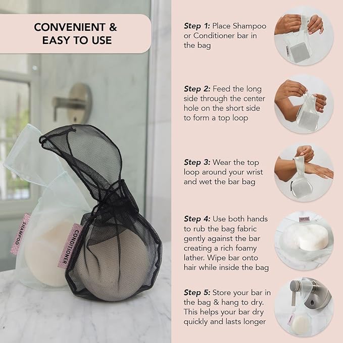 Kitsch Bar Soap Saver Bag - Soap Dish and Soap Holder for Shampoo Bar, Conditioner & Body Wash – Recycled Mesh Beauty Bar Soap Pouch, Eco-Friendly, Patented Bag - Mint