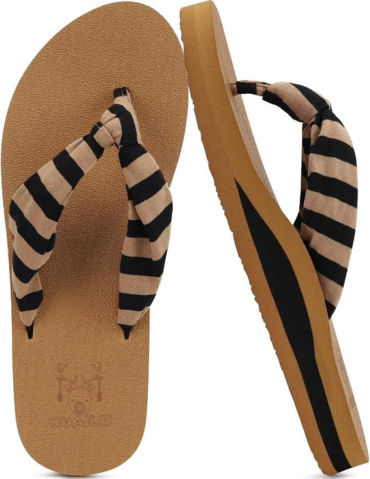 KuaiLu Womens Dressy Sandals Arch Support Yoga Mat Walking Cross Slides Ladies Slip on Orthotic Travel Outfits Slippers Cushion Comfortable